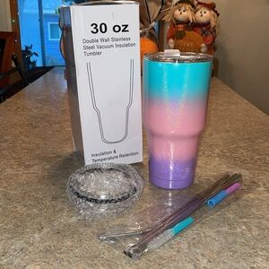Double Wall Stainless Steel Vacuum Insulated Tumbler 30 OZ 2 Lids/Straws…